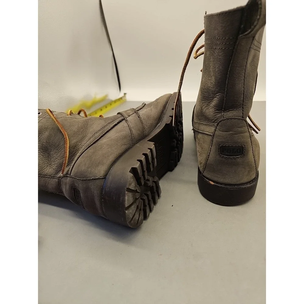 Polo Ralph Lauren Ranger Buckle Boots‎ Mens Grey/Olive Nubuck Leather Sz 10.5 D
